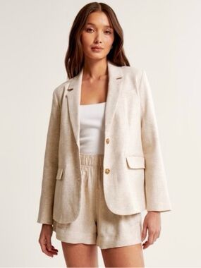 Abercrombie & Fitch Sage Green Linen Blend Blazer. Size M